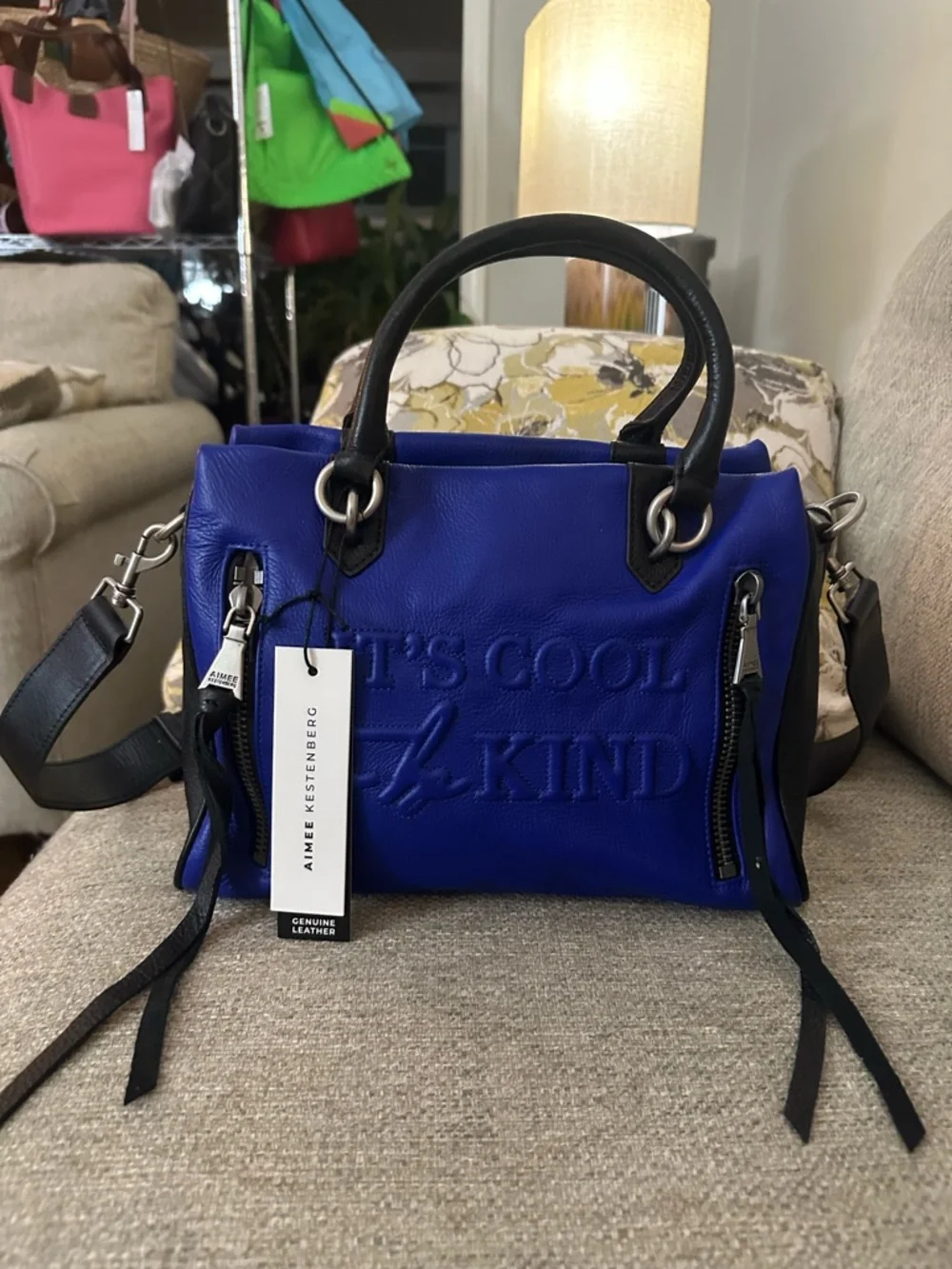 Aimee KESTENBERG Cool One-of-a-Kind Cobalt Leather Satchel NWT